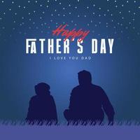 father's day post design with sky stars vector file