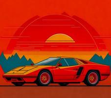 clásico personalizado músculo coche carreras en retro estilo vector ilustración, Iniciar sesión icono Insignia foto