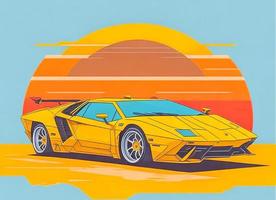 ilustración de estilo de vector retro de coche clásico vintage foto