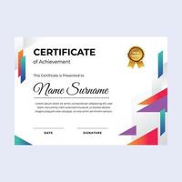 Triangle color certificate of achievement suitable for awards in corporate, personal business, and community vector