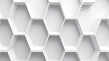 Abstract 3d rendering of white hexagons. Futuristic background photo