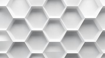 Abstract 3d rendering of white hexagons. Futuristic background photo