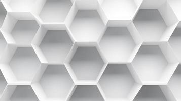 Abstract 3d rendering of white hexagons. Futuristic background photo