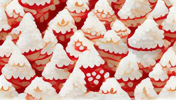 Red and white christmas cookies with icing as seamless pattern background illustration, Detailed, colored. photo