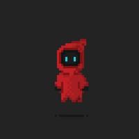 red hooded creature in pixel art style vector