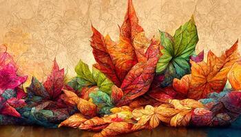 Background design template with red leaves. photo
