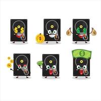 Hardisk cartoon character with cute emoticon bring money vector