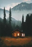 Moving to live in a cabin in the wilderness. photo