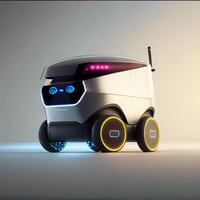 Delivery robot carrying plants. photo
