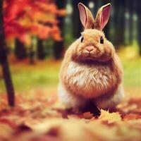 A cute little rabbit with fluffy. photo