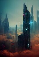 Cyberpunk skyscraper trending on art station. photo