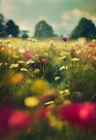 Lush rich vibrant autumn flower meadows. photo