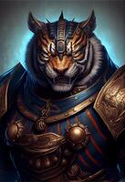 Anthropomorphic tiger as a warrior villain. photo