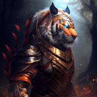 Powerful anthropamorphic tiger warrior. photo