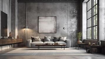 Modern home interior background, wall mock up, 3d render. photo