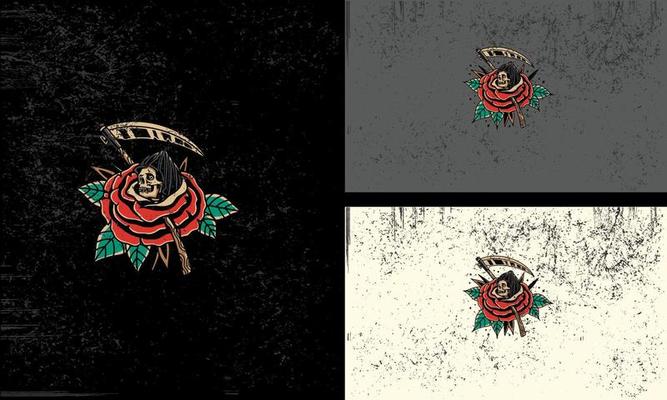 head skull and red flowers vector mascot design