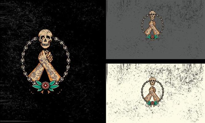 head skull and hand vector mascot design