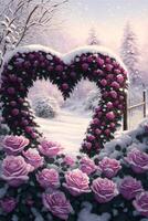 painting of roses in the shape of a heart. . photo