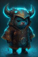 teddy bear dressed in a viking costume. . photo