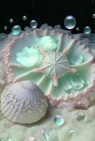 close up of a cake with a starfish on it. . photo