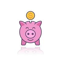 piggy bank icon with outline vector