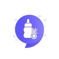 Baby bottle temperature icon, vector