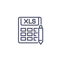 edit XLS document line icon vector