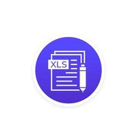 edit xls document round icon vector