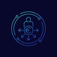 Venture investor line icon with euro vector