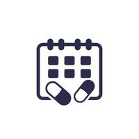 medication schedule icon with pills and calendar vector