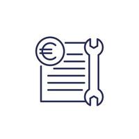 repair bills, cost line icon with euro vector