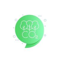 carbón compensar y reduciendo co2 gas línea icono para web vector