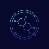 hormone icon with a molecule, linear design vector