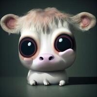 close up of a toy cow with big eyes. . photo