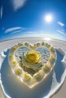 heart shaped cake sitting on top of a white plate. . photo