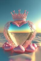 heart shaped object with a crown on top of it. . photo