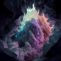 cave filled with lots of ice crystals. . photo