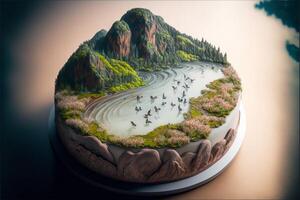 close up of a cake on a plate. . photo