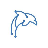 animal delfín nadar tecnología línea sencillo logo vector