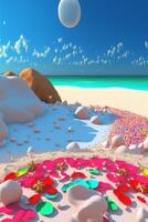 beach covered in lots of confetti and sprinkles. . photo