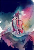 pintura de un hombre jugando un violonchelo. generativo ai. foto