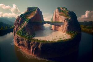 an island with a bridge in the middle of it. . photo