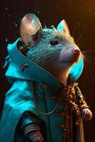 close up of a mouse wearing a costume. . photo