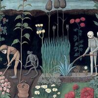 Garden of Death Death gardening fresco painting. photo