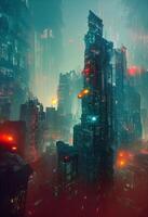 Cyberpunk skyscraper trending on art station. photo