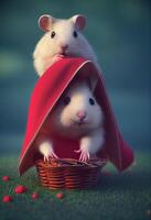 Cute little anthropomorphic hamster. photo