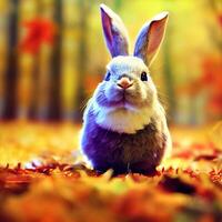 A cute little rabbit with fluffy. photo