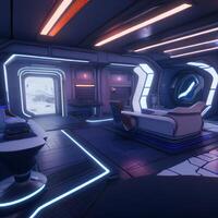 Futuristic spaceship interior. photo