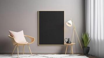 Canvas mockup in modern interior, Scandinavian style. photo