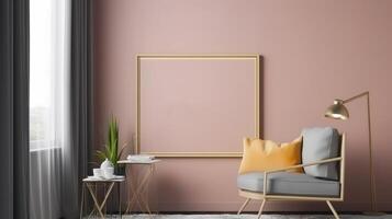 Frame mockup in modern home interior background. photo